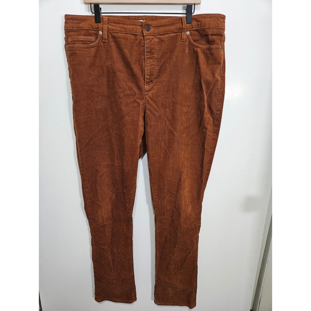 Lands End Womens Mid Rise Straight Corduroy Pants Brown‎ Size 18 Tall Cinnamon